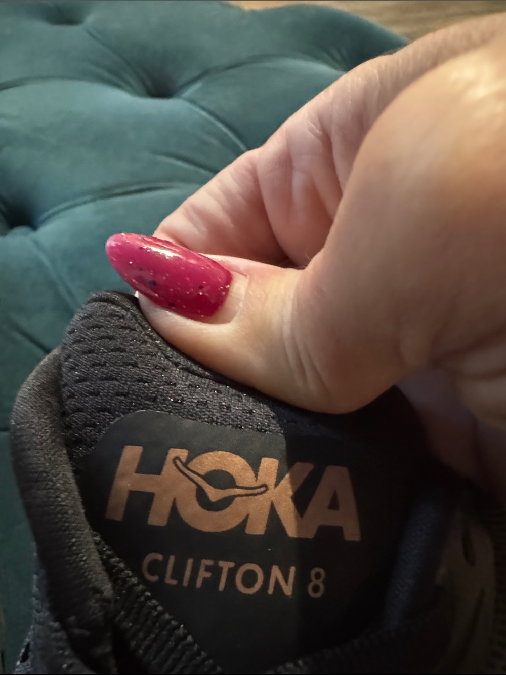 Hoka Woman’s Gray Athletic Running Shoes with Orange Logo - Picture 3 of 4